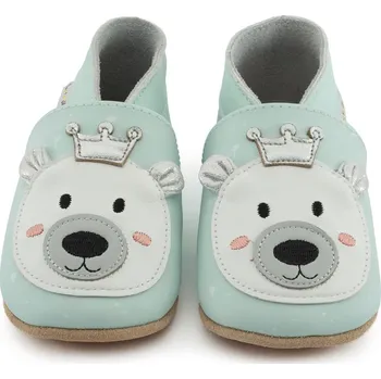 Capáčky LAIT ET MIEL Kožené capáčky s medvědím králem 0-6 měsíců Zelená 17-18