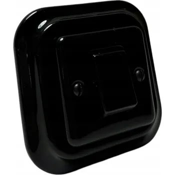 vypínač Keramický křížový vypínač SQR ANTICA retro ČERNÝ loft s rámečkem