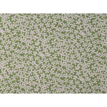 Bavlněná metráž / imitace lnu hrubší, květy Varianta: 2 zelená sv., Balení: 1 m