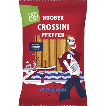 Rýžový chlebíček Huober Brezel Crossini tyčinky s pepřem 100 g bio