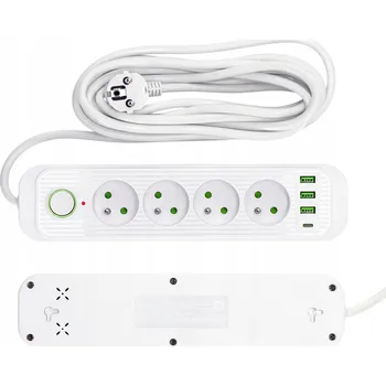 Napájecí kabel Prodlužovací Kabel Elektrosalon 3,01 m 4 ks bílá