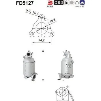 Filtr pevných částic Filtr sazových částic, výfukový systém AS FD5127