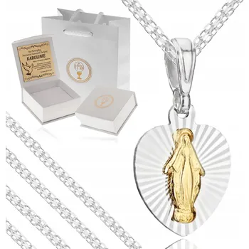 Náhrdelník STŘÍBRNÝ NÁHRDELNÍK K PRVNÍMU SVATÉMU PŘIJÍMÁNÍ ŘETÍZEK MEDAILON 925 PRO DÍVKU + GRAVÍROVÁNÍ