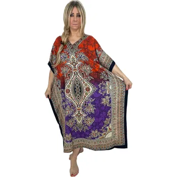 Dámské šaty Šaty, kaftan dlouhý Ornament oranžovo-fialový č.20