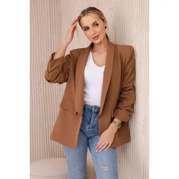 Bolerko Dámské sako s klopami - hnědé - vel. UNI