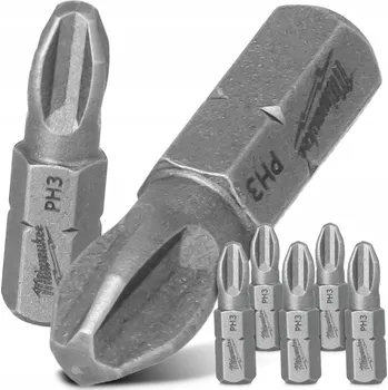 Bit 5x BIT MILWAUKEE Šroubovací bit PH3 25 mm Magnetický hrot Philips KRÁTKÝ