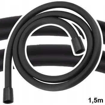 Sprchová hadice SILIKONOVÁ SPRCHOVÁ HADICE 150 cm hladká ČERNÁ PVC 360° GUMOVÁ