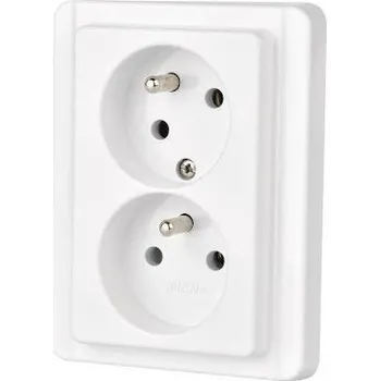 Elektrická zásuvka Dvojzásuvka 230V/16A 4FN 150 98.901, STANDARD LESK, pod omítku bílá