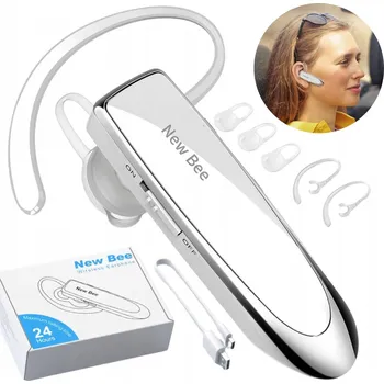 Sluchátka BEZDRÁTOVÁ BLUETOOTH SLUCHÁTKA 5.0 NEW BEE LCB41 BÍLÁ + PŘÍSLUŠENSTVÍ
