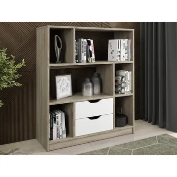 Knihovna Nízký regál/knihovna Sten Mini, dub sonoma/bílá