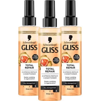 Gliss Total Repair Expresní kondicionér pro suché a poškozené vlasy 200 ml x3