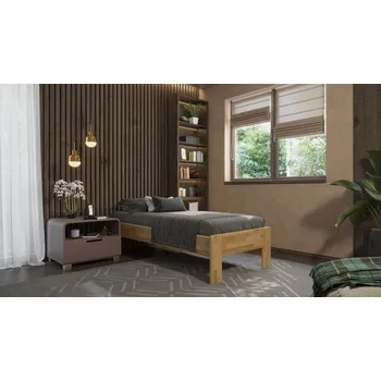 Postel Jednolůžková dřevěná postel Amien, provedení futon, masiv dub, D1, 90x200 cm