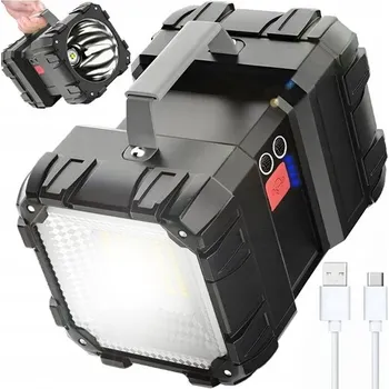 Akumulátorová svítilna LED reflektor a reflektor černá 1200 lm IPX 5