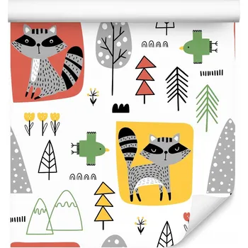 Fototapeta Tapeta pro děti ZVÍŘATA květiny stromy hory