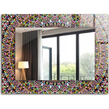 Zrcadlo Dekorativní zrcadlo na zeď s potiskem dekor 80x60 cm Barevná mandala vzor