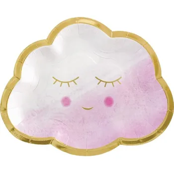 Party dekorace Amscan Baby shower Oh baby girl - Talíře metalické růžové 16,5 cm 8 ks