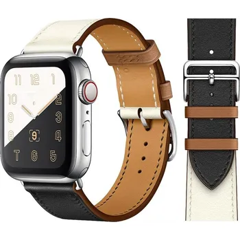Řemínek na hodinky AW Kožený STYLISH řemínek na Apple Watch - Bílá káva / černá Šířka uchycení řemínku: 38/40/41/42mm, Barva: Bílá káva-černý IR-AWKZST01