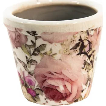 Obal na květináč Keramický obal na květináč s růžemi Roses I XS – 8x7 cm