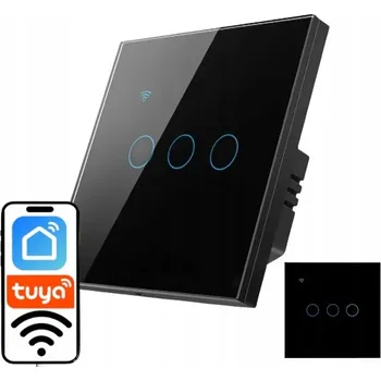 vypínač SKLENĚNÝ WIFI VYPÍNAČ SVĚTLA ČERNÝ TROJITÝ TUYA SMART FI60