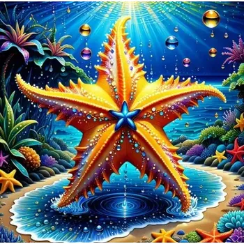 Diamantové malování Diamantové malování - Hvězdice + třpytivé kamínky (60 x 60)