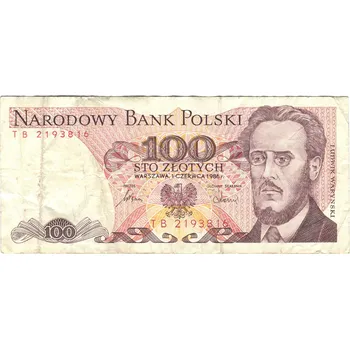 POLSKO. 100 złotych 1986. Série TB.