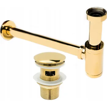 Sifon UMYVADLOVÝ SIFON ZLATÝ S VÝPUSTÍ KLIK KLAK A PŘEPADEM