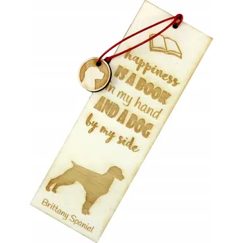 Doplněk ke knize Bretaňský španěl gravírovaná záložka do knihy se psem, jméno psa