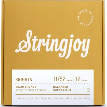Příslušenství pro strunný nástroj Struny pro 12strunnou akustickou kytaru Stringjoy BRIGHTS 80/20 Bronze 11-52