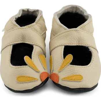 Capáčky EBOOBA Kožené capáčky s koženou podrážkou sandálky s květinou 0-6 měsíců Béžová 18-19