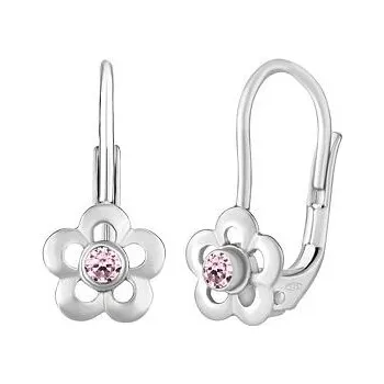 Náušnice Stříbrné náušnice pro děti Janine se Swarovski® Zirconia světle růžové SILVEGOB70164LPKL