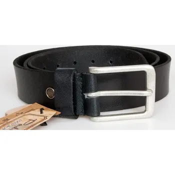 Opasek Pánský černý kožený opasek s přezkou se stříbrnou patinou, šířka 38 mm, délka 125 cm