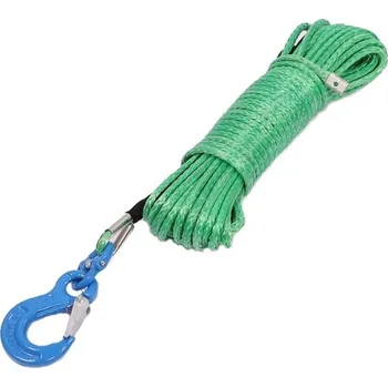 Lany Vázací-technika.cz Syntetické lano pro atv naviják dyneema s očnicí, s hákem, zelené, 6 mm 30 m