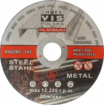 Řezný kotouč Řezací kotouč na kov 125x1.0x22.23 mm INTER-VIS