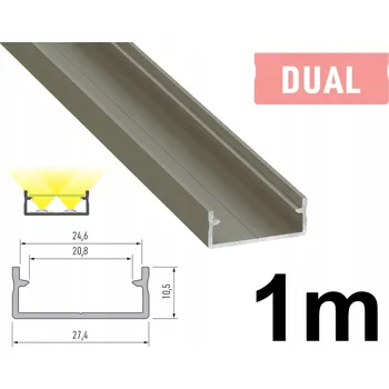 LED páska ŠIROKÝ LED PROFIL PRO 2 LED PÁSKY DUAL INOX 1M