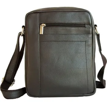 Střední pánská taška z měkké hnědé kůže s popruhem přes rameno