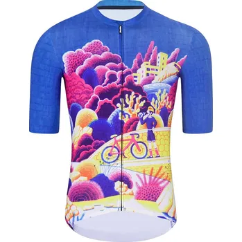 cyklistický dres HOLOKOLO Cyklistický dres s krátkým rukávem - VOYAGE - modrá/vícebarevná L