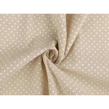 Bavlněná metráž / imitace lnu hrubší, puntík METRÁŽ - 1 režná