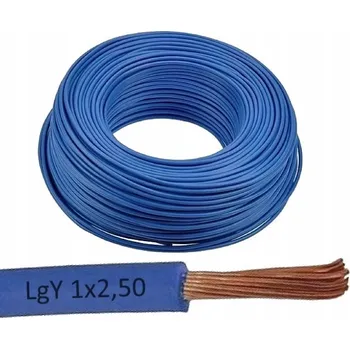 elektrický kabel Instalační kabel LgY 1x2,50mm H05V-K 300/500V Modrý 1m