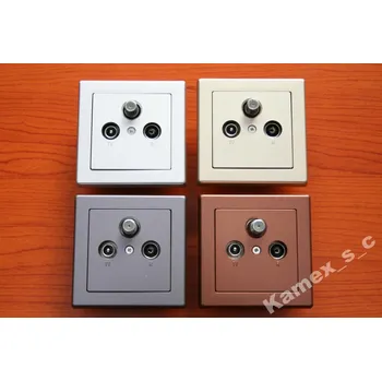 Elektrická zásuvka Anténní zásuvka nástěnná Timex-Elektro stříbrná