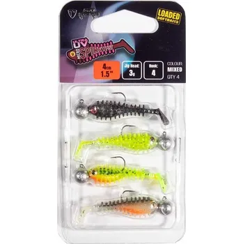 Rybářský háček 4ks - Sada Nástrah Rage Ultra UV Micro Spikey Mixed Colour Loaded Lure Pack 3gr 4cm