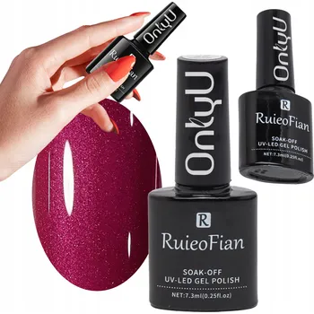 Lak na nehty MALINOVĚ ČERVENÝ HYBRIDNÍ LAK S SE TŘPYTKAMI UV LAK OnlyU HYBRID /L098