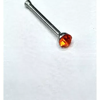 Piercing Ocelová nosovka rovná - barevný kamínek Oranžová