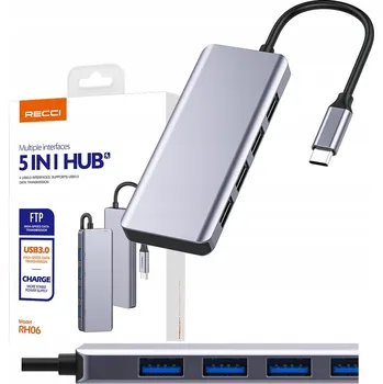 USB hub ADAPTÉR PŘECHODKA HUB USB-C TYP C 4X USB 3.0 + MICRO RECCI ROZDĚLOVAČ