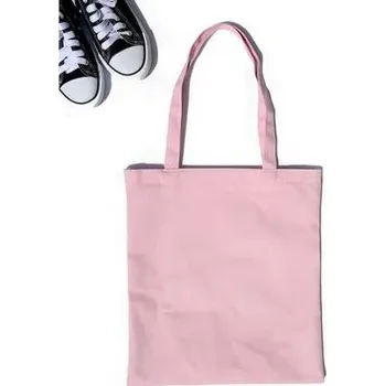 Kabelka Dámská plátěná nákupní ramenní ekologická taška | módní tašky - světle růžová