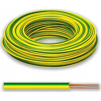 elektrický kabel KABEL LgY 1x6 mm2 H07V-K žluto-zelený 1 m