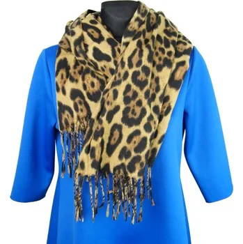 Šála Teplá dámská šála levhart (Dámská šála s třásněmi)