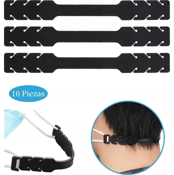 rouška Prodlužovák popruhu roušky za uši, nastavitelný 19 cm, černý, 10 kusů