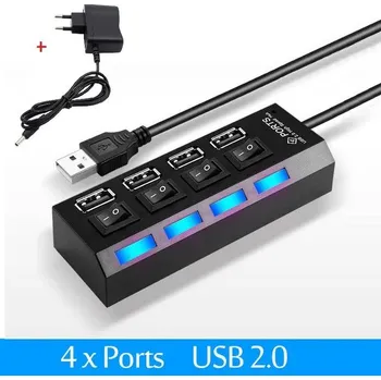 USB hub Napájený usb hub s 7 porty | usb rozbočovač - 4 porty s EU Plug-691