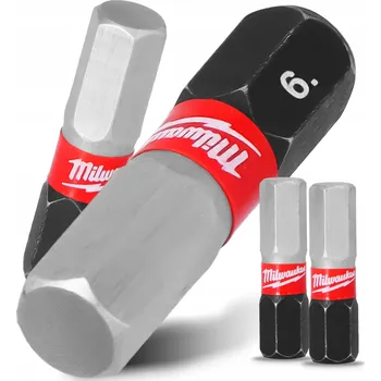 Bit 2x Rázový bit MILWAUKEE HEX6 25 mm MAGNETICKÝ ŠROUBOVACÍ BIT Krátký