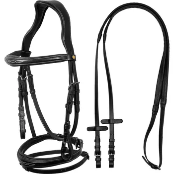 EQUESTRO Uzdečka Fancy Stiched Equestro, černá EXTRA FULL